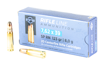 TRZ Trading Inc. PPU Rifle Ammunition 7.62x39 123gr SP 22350 fps 20/ct