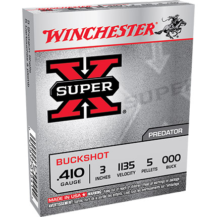 Winchester Super-X Buckshot Shotshells .410 ga 3" 1135 fps #000 5/ct