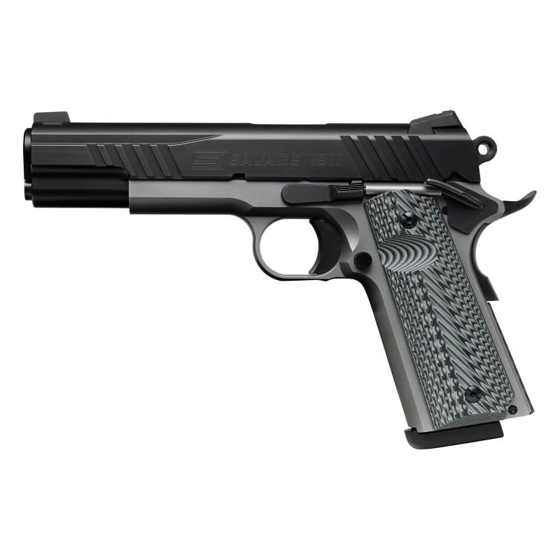 Savage 1911 Gov't Style Handgun .45 Auto 8rd Magazines (1) 5" Barrel Black and Stainless with Rail - DEMO