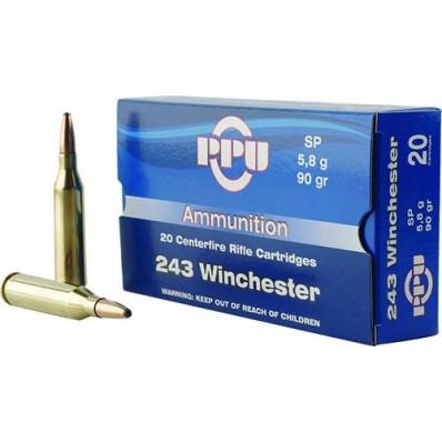 TRZ Trading Inc. PPU Rifle Ammunition .243 Win 90 gr SP 3100 fps 20/ct