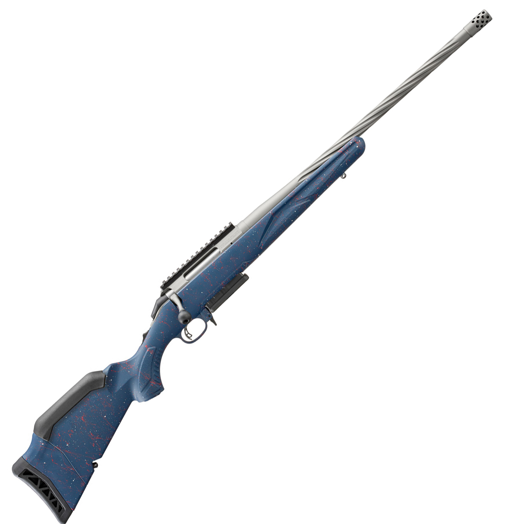 Sturm Ruger & Co Ruger 250th Anniversary American Gen II Rifle .308 Win 3rd Capacity 20" Fluted Threaded Barrel Blue w/Red & White Splatter Stock