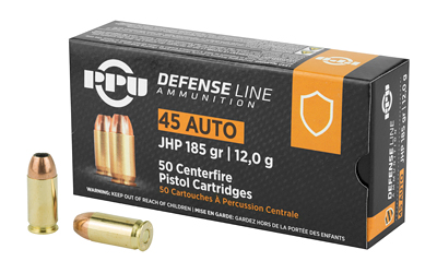 TRZ Trading Inc. PPU Defense Handgun Ammunition .45 Acp 185 gr JHP 935 fps 50/ct