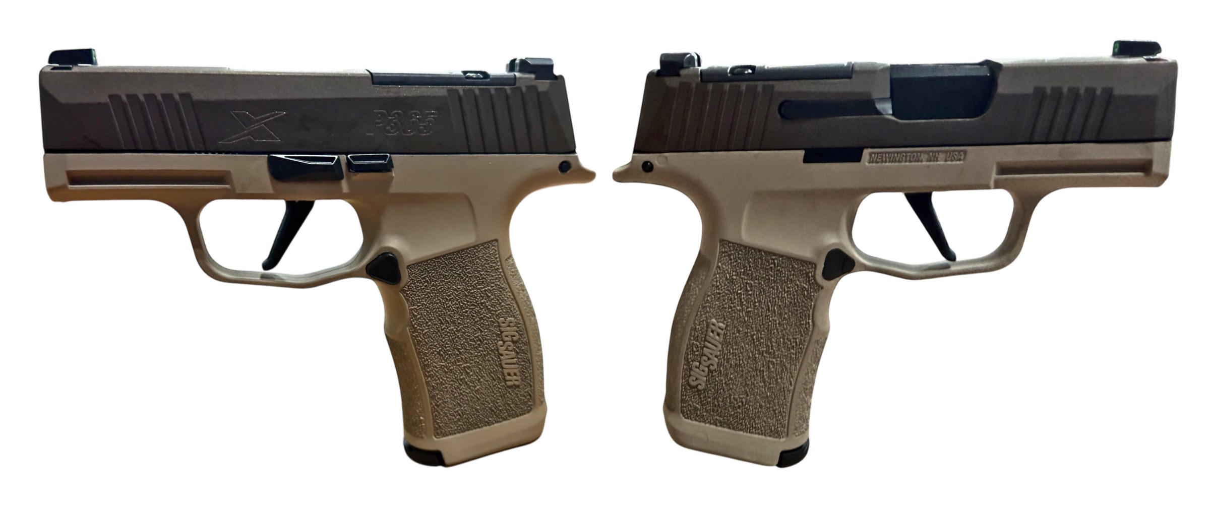 SIG SAUER P365X TWO TONE TAN 9MM PSTL 3.1" BBL 2-12RD MAGS, OPTC PLTE COVER