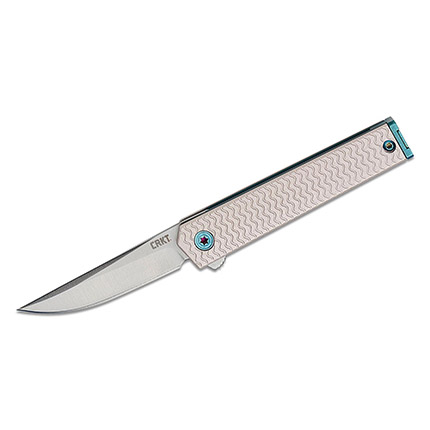 CRKT CEO Microflipper Folding Knife 2-3/8" Drop Point Blade Silver and Blue