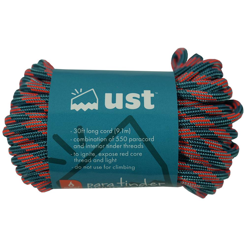 AOB Ultimate Survival ParaTinder 550 Paracord w/Tinder Cord Orange/Blue - 30 ft