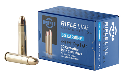 TRZ Trading Inc. PPU Rifle Ammunition .30 Carbine 110 gr FMJ-RN 1990 fps 50/ct