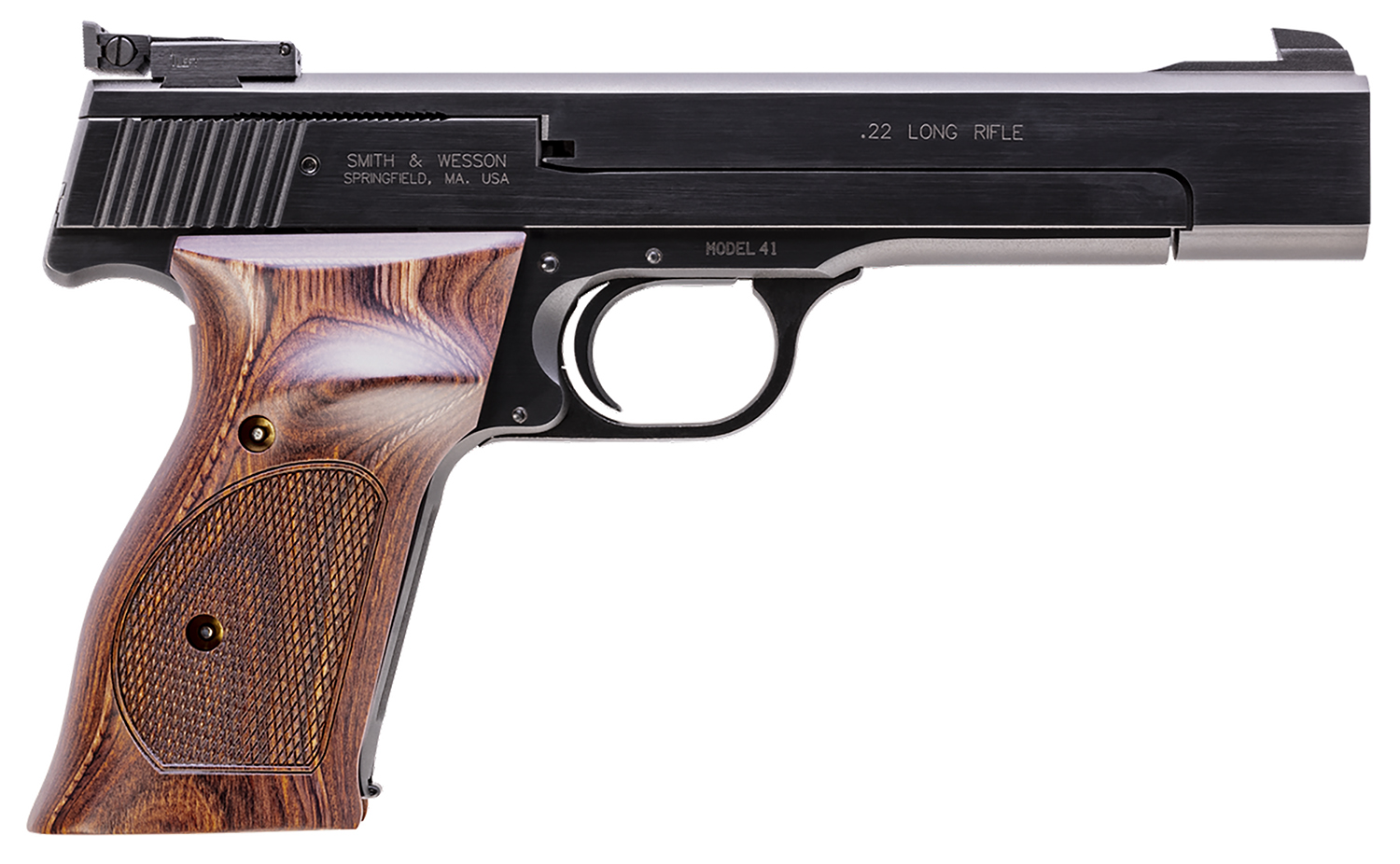 Smith & Wesson Inc. S&W M41 Handgun .22 LR 10rd Magazine 5.5" Barrel Adj Sight Wood Grips