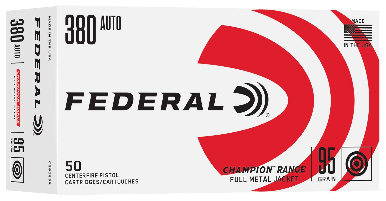 Federal Ammunition FDR 380 95GR RANGE FMJ 50RD 10BX/CS 210CS/PL