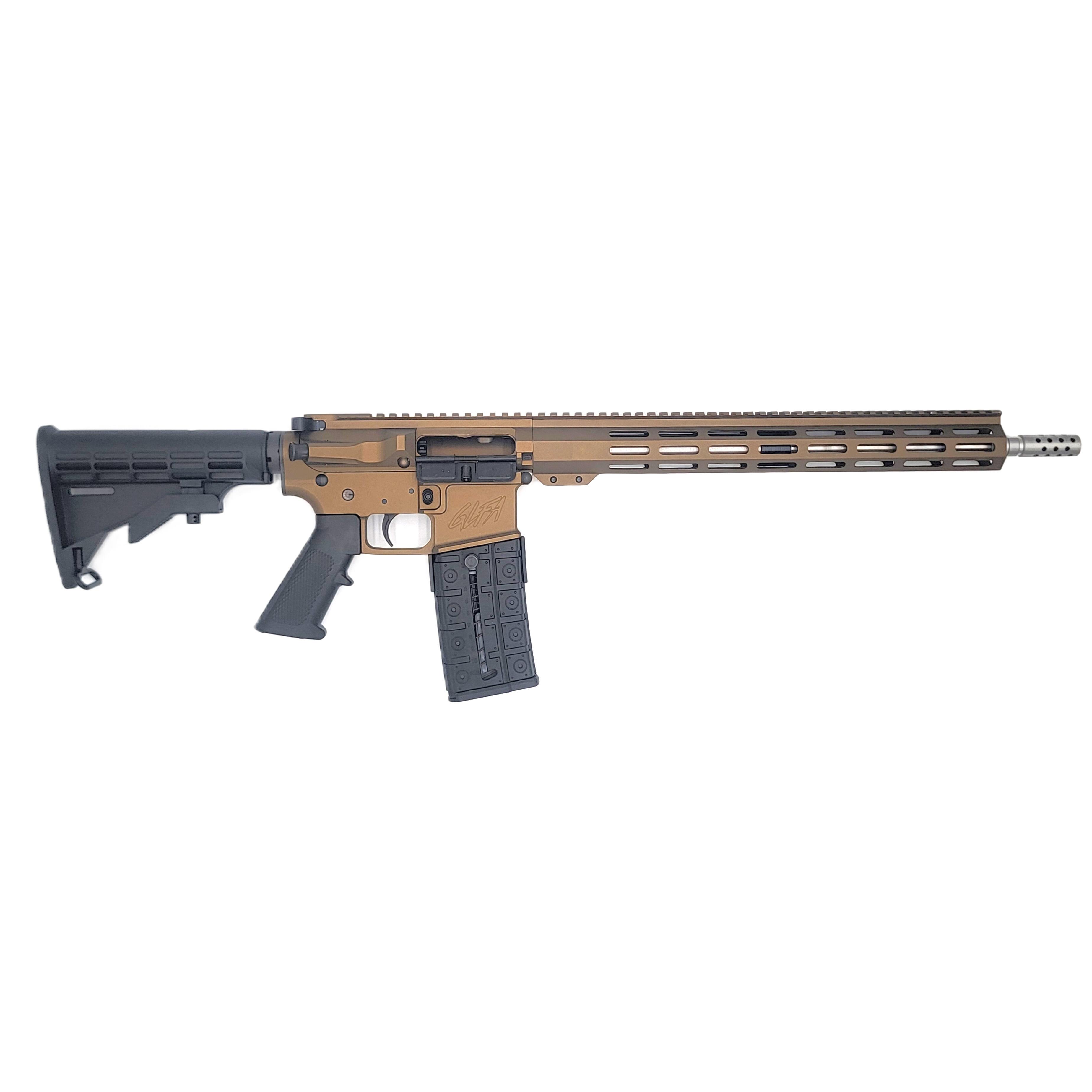 10 Ring GLFA CA Compliant Rifle .223 Wylde 10rd Mag(1) 16'' Stainless Threaded Barrel Bronze Titanium Cerakote