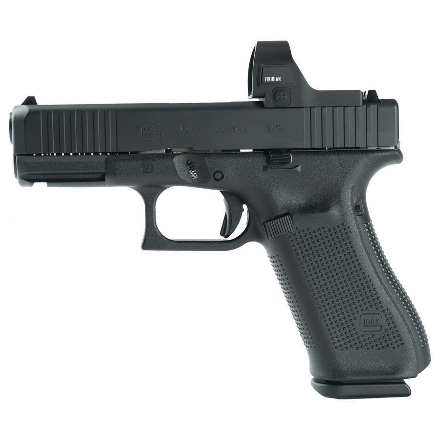 Glock V-Series Optic Ready Model 45 Handgun 9mm Luger 17rd Magazines(3) 3.7" Barrel Black Cerakote Viridian RFX35 Optic Austria