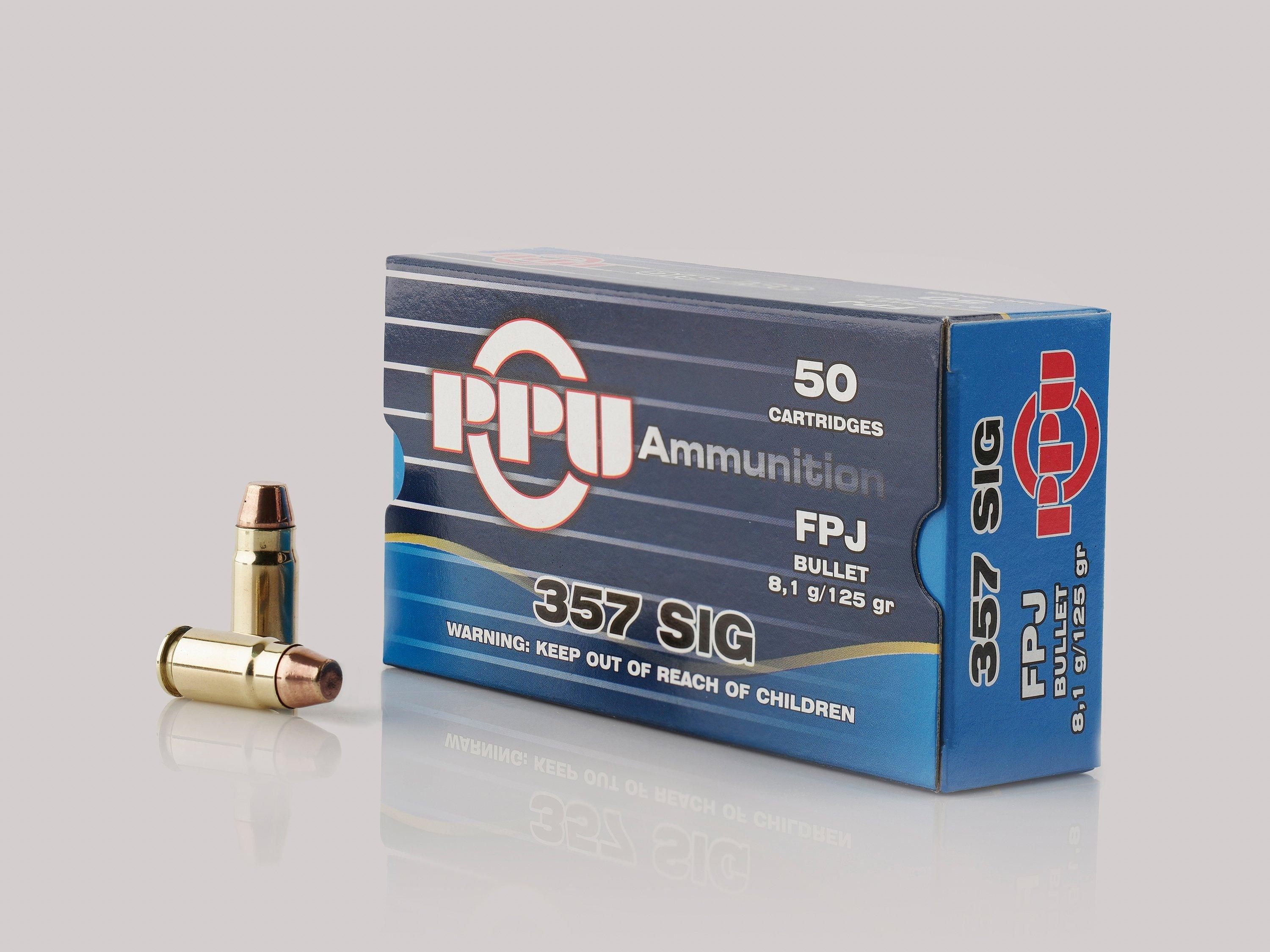 TRZ Trading Inc. PPU Handgun Ammunition .357 SIG 125gr FPJ 1542 fps 50/ct