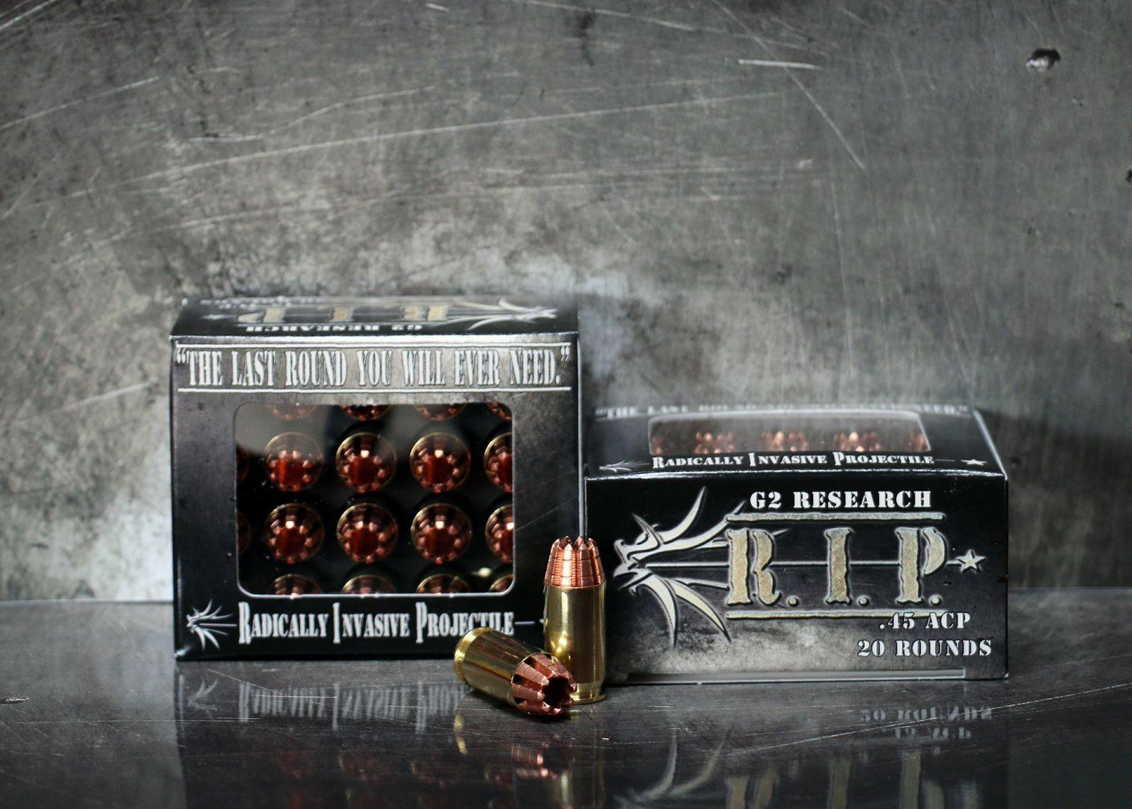 G2 Research R.I.P. Handgun Ammunition .45 ACP 162 gr HP 1020 fps 20/ct