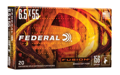 Federal Fusion Rifle Ammuniton 6.5x55 Swedish Mauser 156gr SP 2500 fps 20/ct