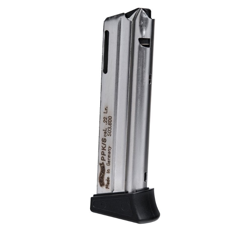 Walther PPK/S Handgun Magazine w/Finger Rest Steel Nickel Plated .22 LR 10/rd