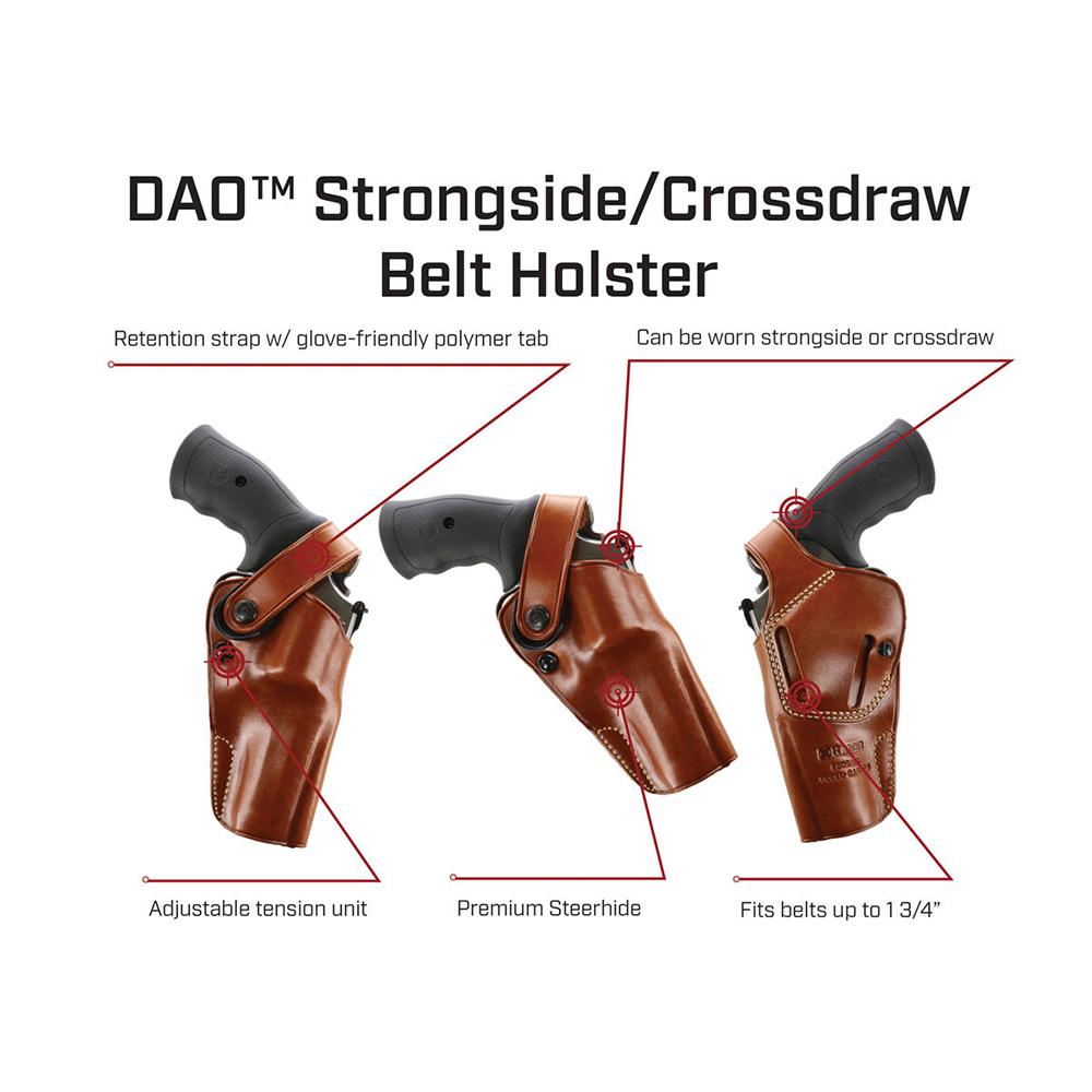 Galco DAO Strongside/Crossdraw Belt Holster for S&W N Frame with 4" Barrel Tan RH