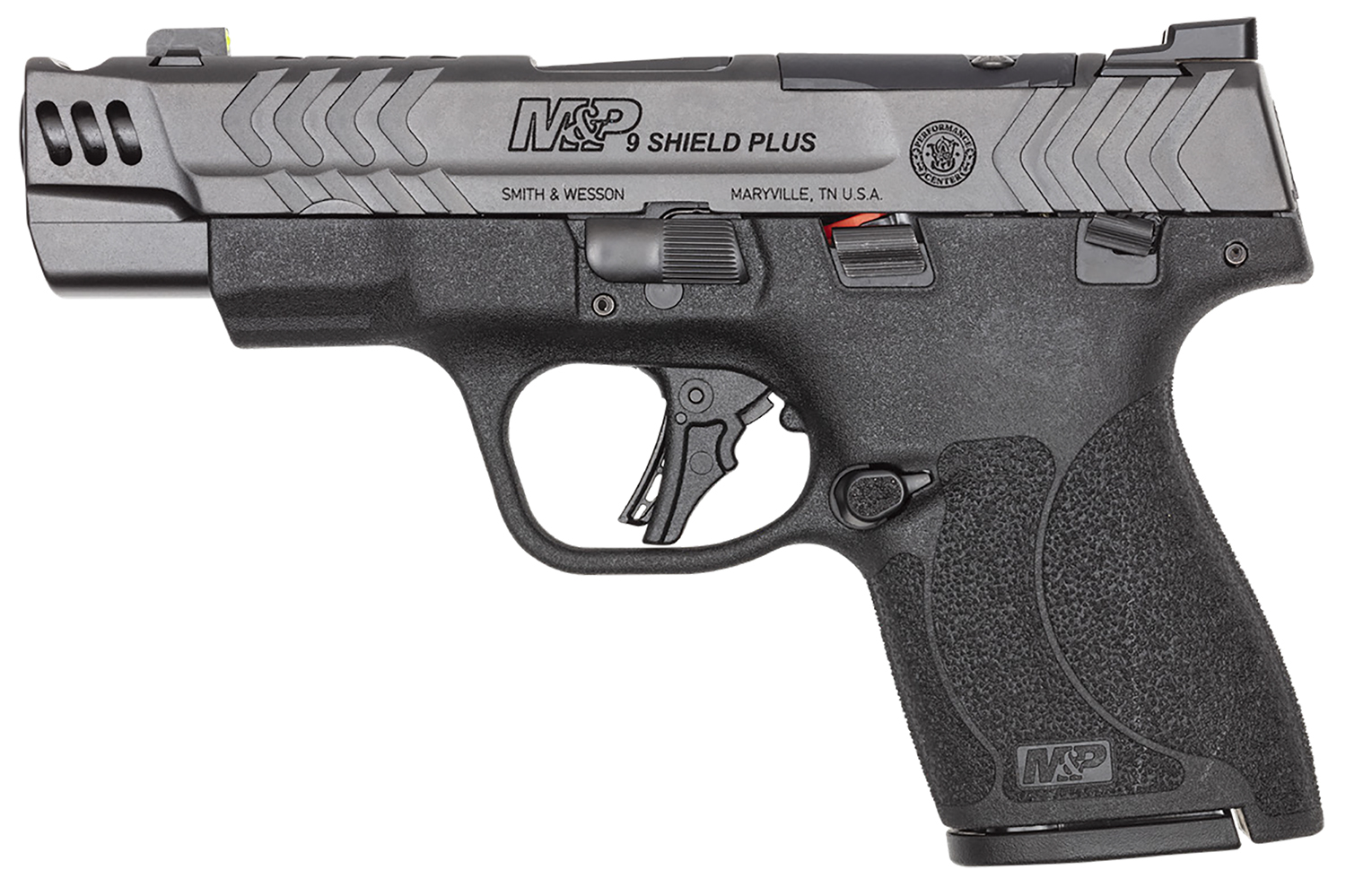 Smith & Wesson Inc. S&W PC M&P 9 Shield Plus Carry Comp Handgun 9mm Luger 10rd Magazines(2) 4" Barrel Thumb Safety