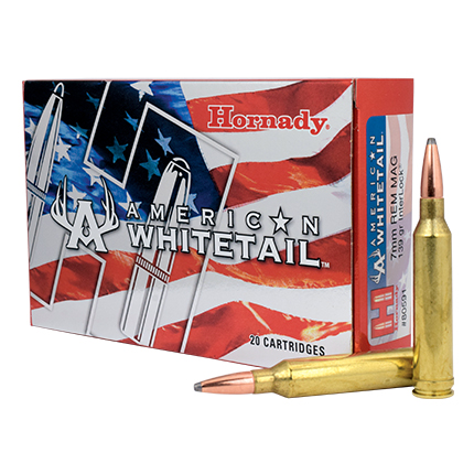 Hornady American Whitetail Rifle Ammunition 7mm Rem Mag 139 gr SP 2901 fps 20/ct