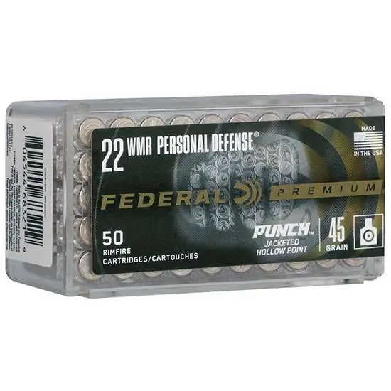 Federal Punch Rimfire Ammunition .22 WMR 45gr JHP 1000 fps 50/ct