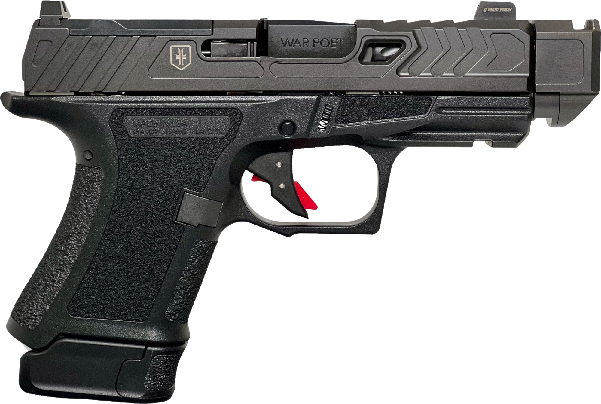 Shadow Systems CR920P War Poet Handgun 9mm Luger 10rd & 13rd Magazines 3.75 Barrel Black War Poet Slide Engraving with Night Sights