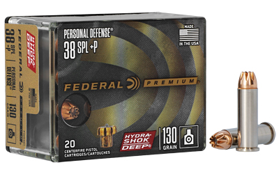 Federal Personal Defense Hydra-Shok Deep .38 Spl +P 130gr JHP 900 fps 20/ct