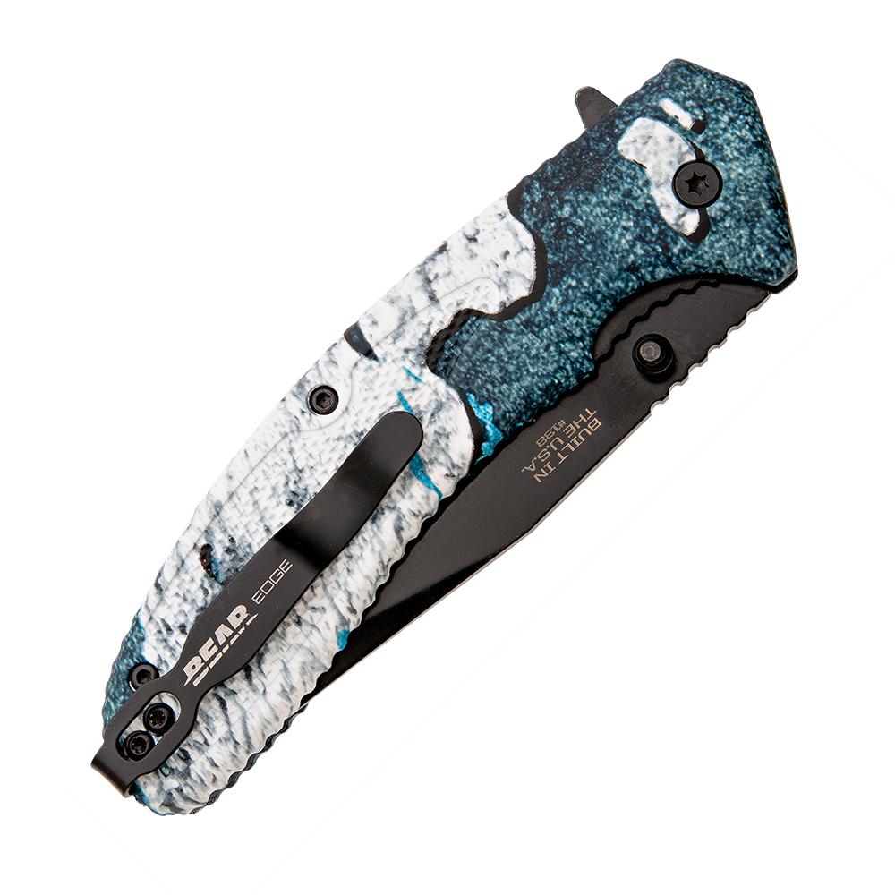 Bear & Son Sideliner Folding Knife 3-1/2" Clip Point Blade TrueTimber Rift Blue