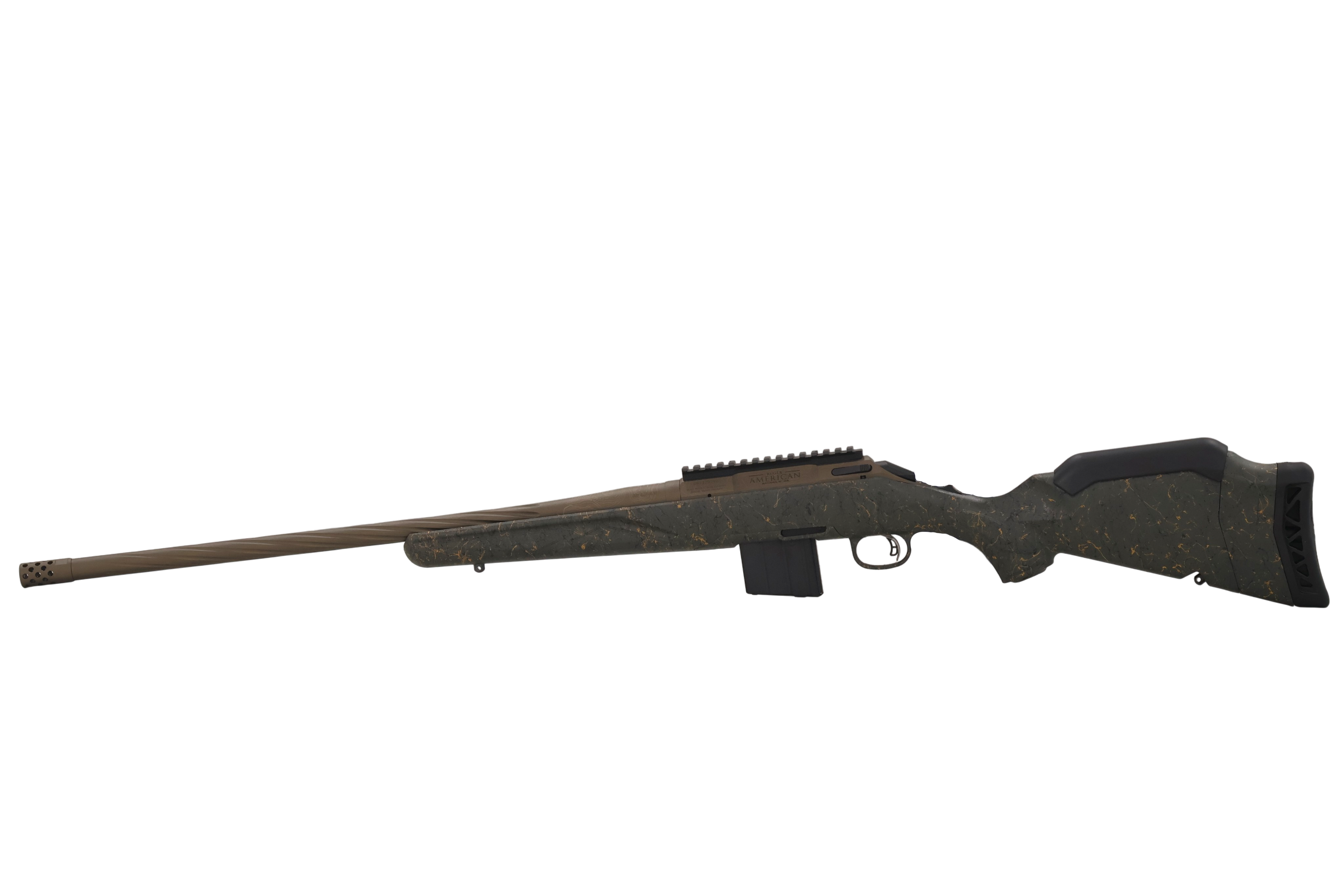 RUGER AMERICAN G2 PRED WILDERNESS TOPO RFL 350 LGD 22" T.B. SPIRAL BBL, GRN SPLTR,BRNT BRNZ 5RD