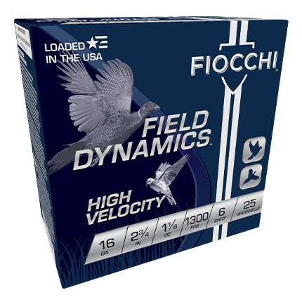 Fiocchi High-Velocity Hunting Load 16 ga 2 3/4" 3 1/8 dr 1 1/8 oz #6 1300 fps - 25/ct