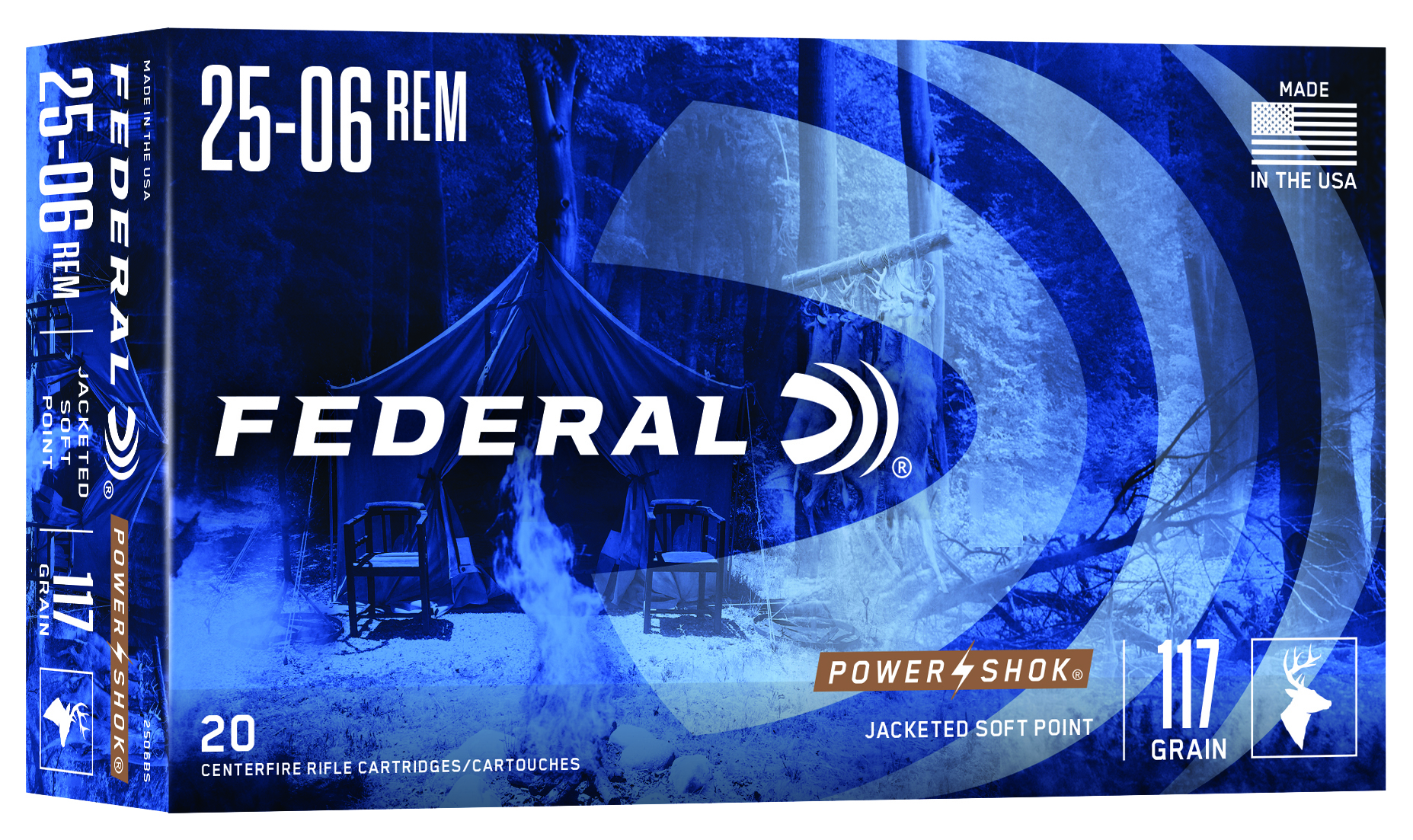 Federal Power-Shok Rifle Ammunition .25-06 Rem 117 gr SP 3030 fps - 20/ct