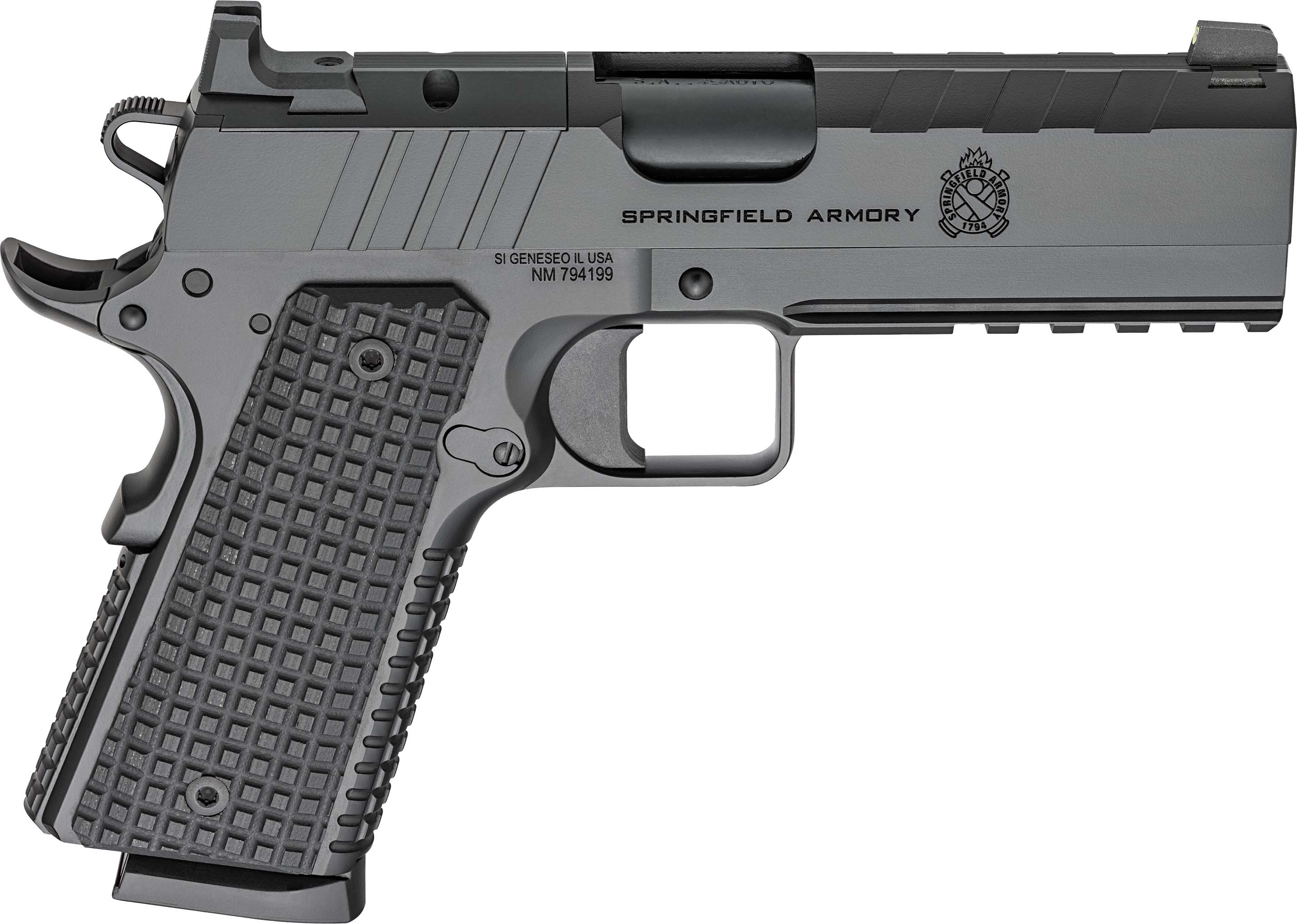 SPRINGFIELD ARMORY EMISSARY BLK OUT 1911 45ACP 4.25" 2-8RD AOS OPTC READY