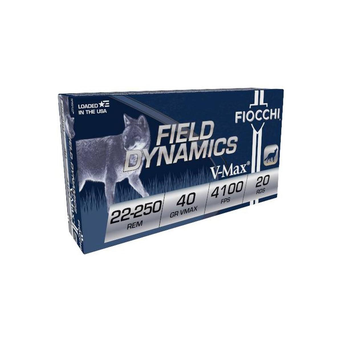 Fiocchi Ammunition Focchi Field Dynamics V-Max Rifle Ammunition 22-250 Rem 40gr PT 4100 fps 20/ct