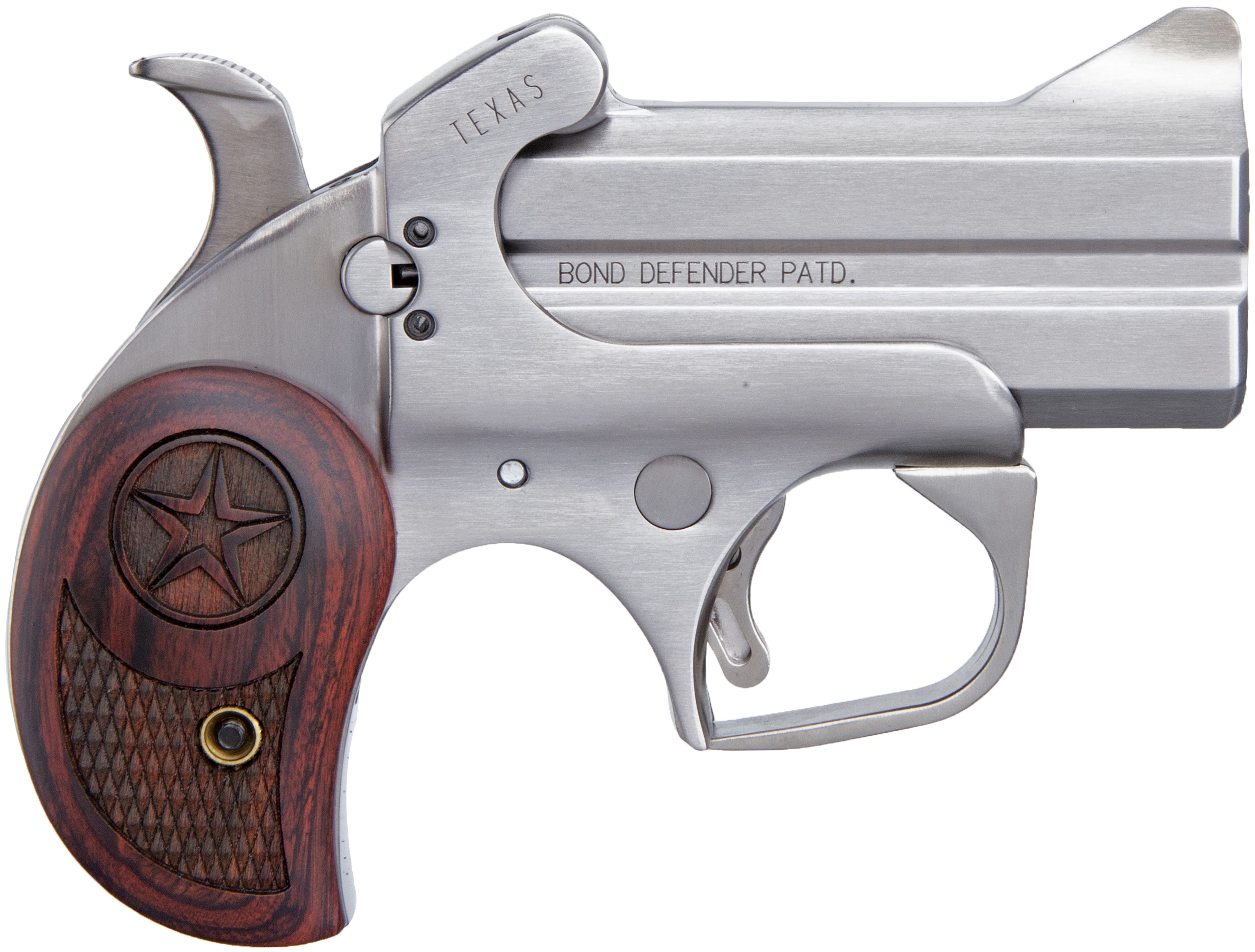 Bond Arms Texas Defender Handgun 2/rd Capacity .45LC/.410 3" Barrel Silver with Rosewood Grip