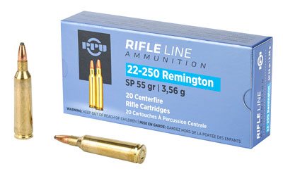 TRZ Trading Inc. PPU Rifle Ammunition 22-250 Rem 55 gr SP 3680 fps 20/ct