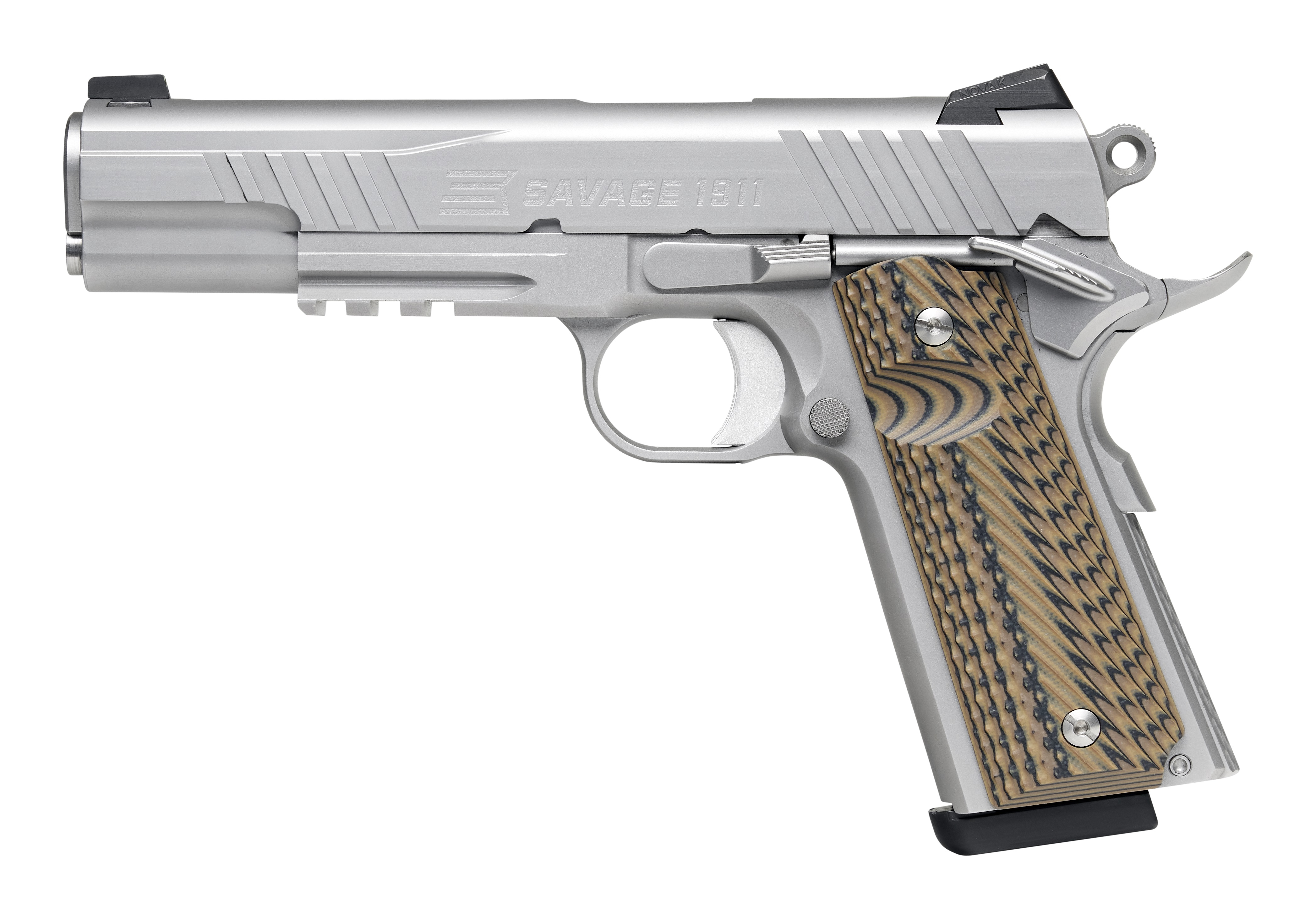 Savage 1911 Gov't Style Handgun .45 Auto 8rd Magazines (2) 5" Barrel Stainless Steel with Rail