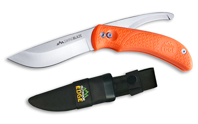 Outdoor Edge Swingblade Rotating Dual-Blade Hunting Knife 3-3/5" Drop Point Blade 3-1/5" Gutting Orange