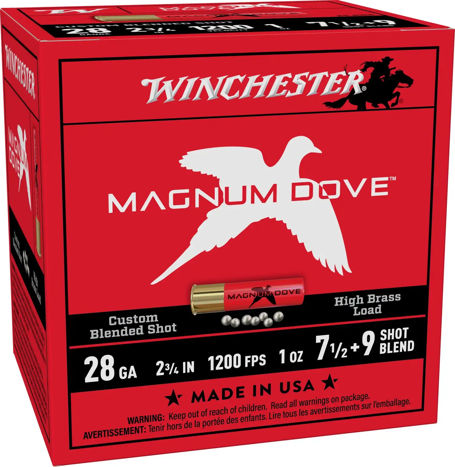 WINCHESTER 28 GA 2-3/4" 7.5&9 MAGNUM DOVE 1 OZ 25RD/BX 10BX/CS