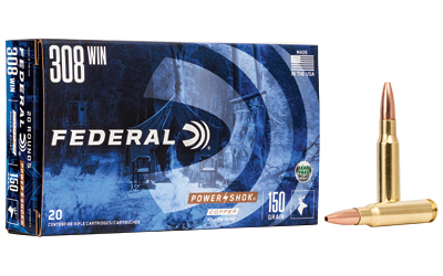 Federal Copper Power-Shok Rifle Ammunition .308 Win 150 gr CHP 2820 fps 20/ct
