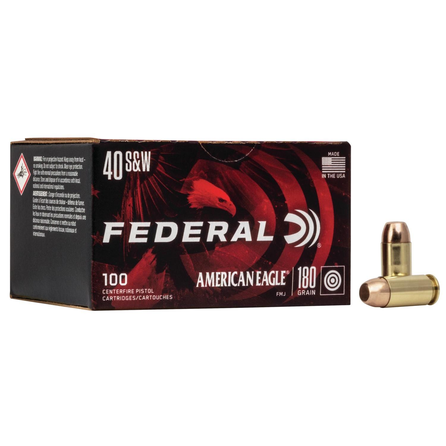 Federal Cartridge Co. American Eagle Handgun Ammunition .40 S&W 180 gr. FMJ 1000 fps 100/ct