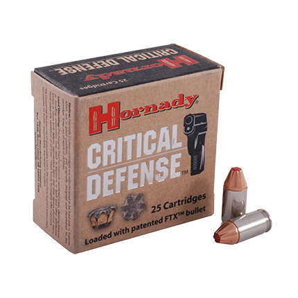Hornady Critical Defense Handgun Ammo .380 ACP 90 gr FTX 1000 fps 25/ct