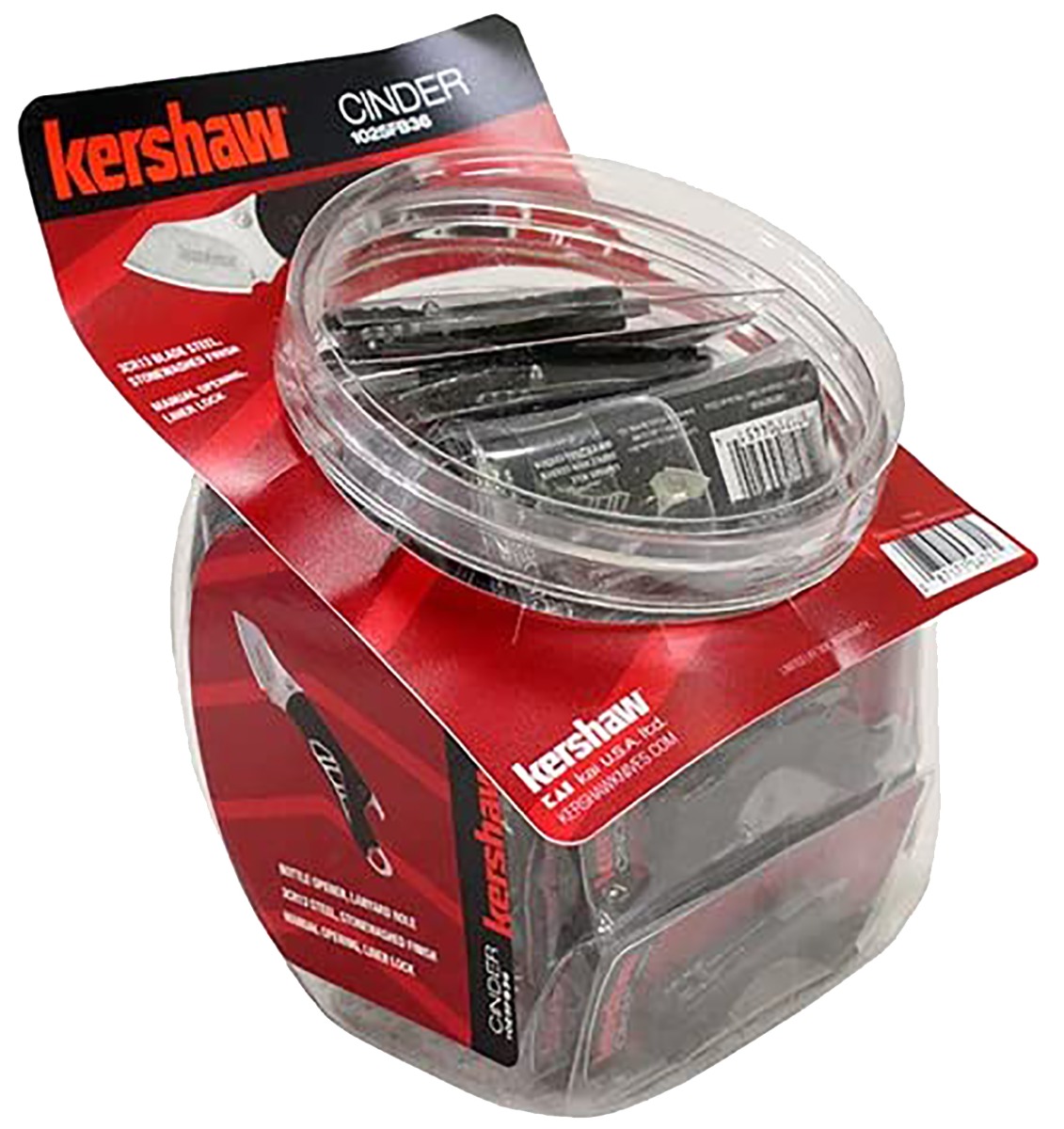 Kershaw Cinder Multi-Tool Folding Knife 1-2/5" Drop Point Blade Black Fishbowl Display 36/ct