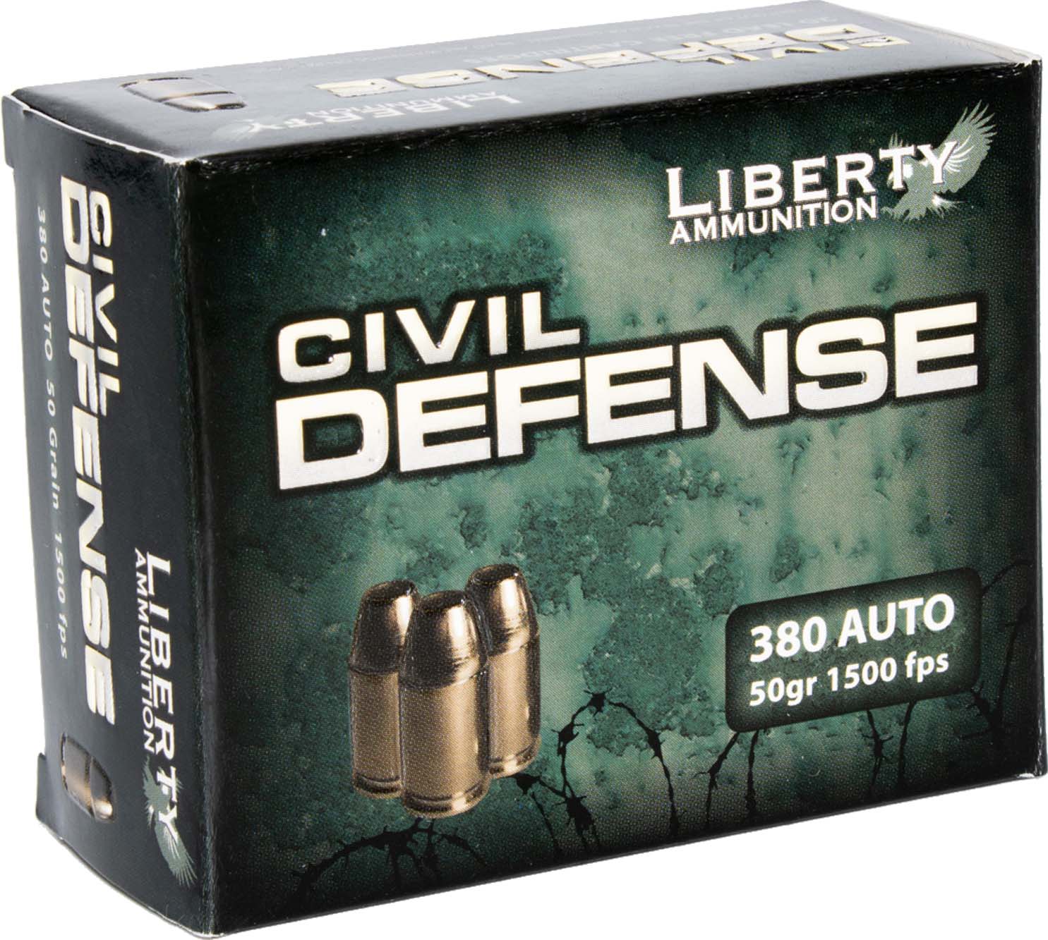 Liberty Civil Defense Handgun Ammunition .380 Auto 50 gr SCHP 1500 fps 20/ct