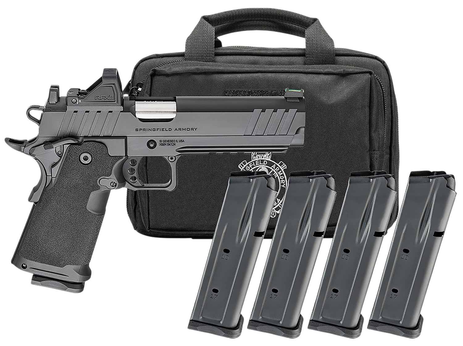 Springfield Gear Pac DS Prodigy AOS Handgun 9mm Luger 10(4)rd Magazines 5" Barrel Green Dot & Bag Fiber Front
