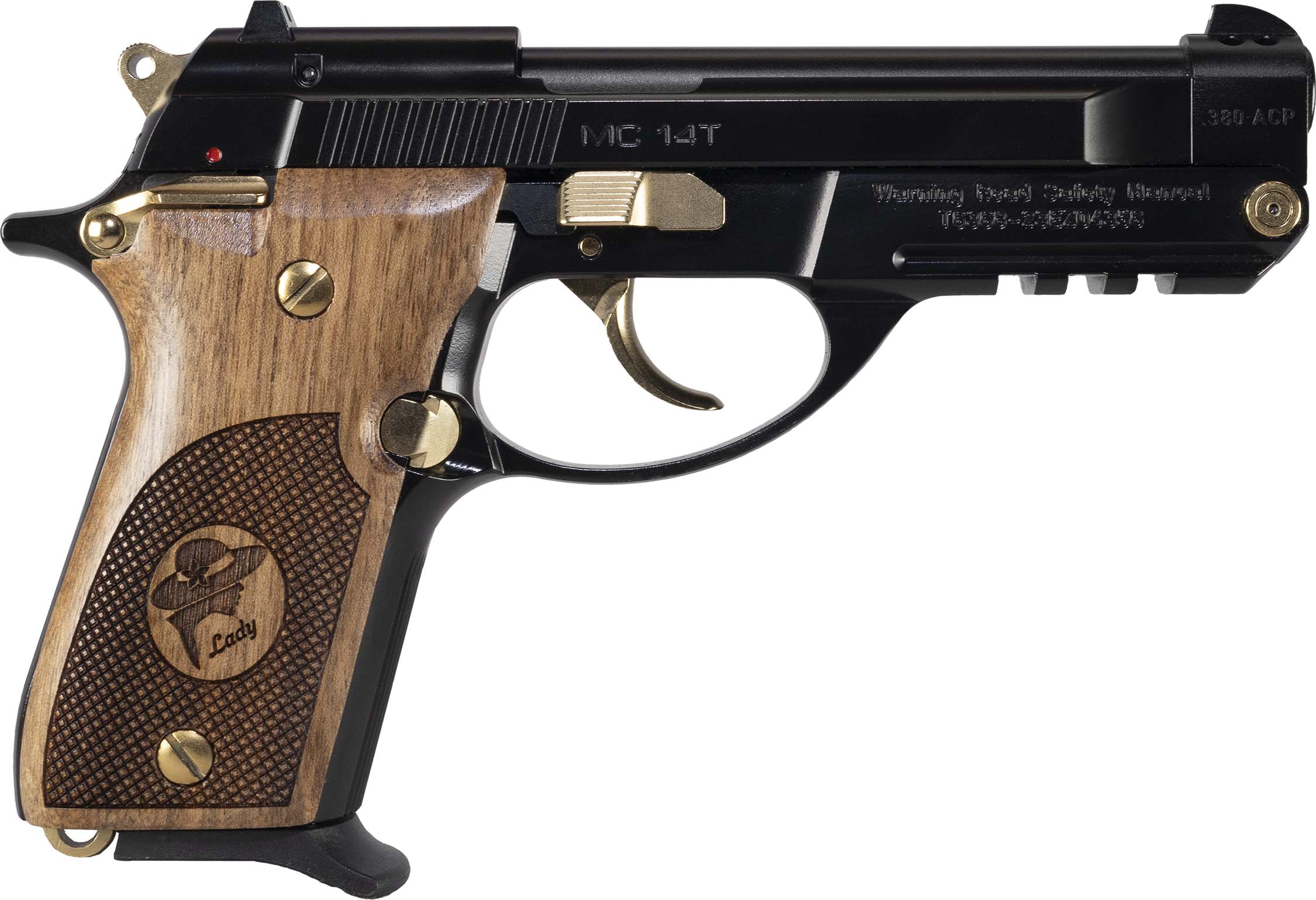 EAA - European American Armory Corp Girsan MC 14T Lady Tip-Up Handgun .380 ACP 13rd Magazine 4.5" Barrel Black Gloss and Gold