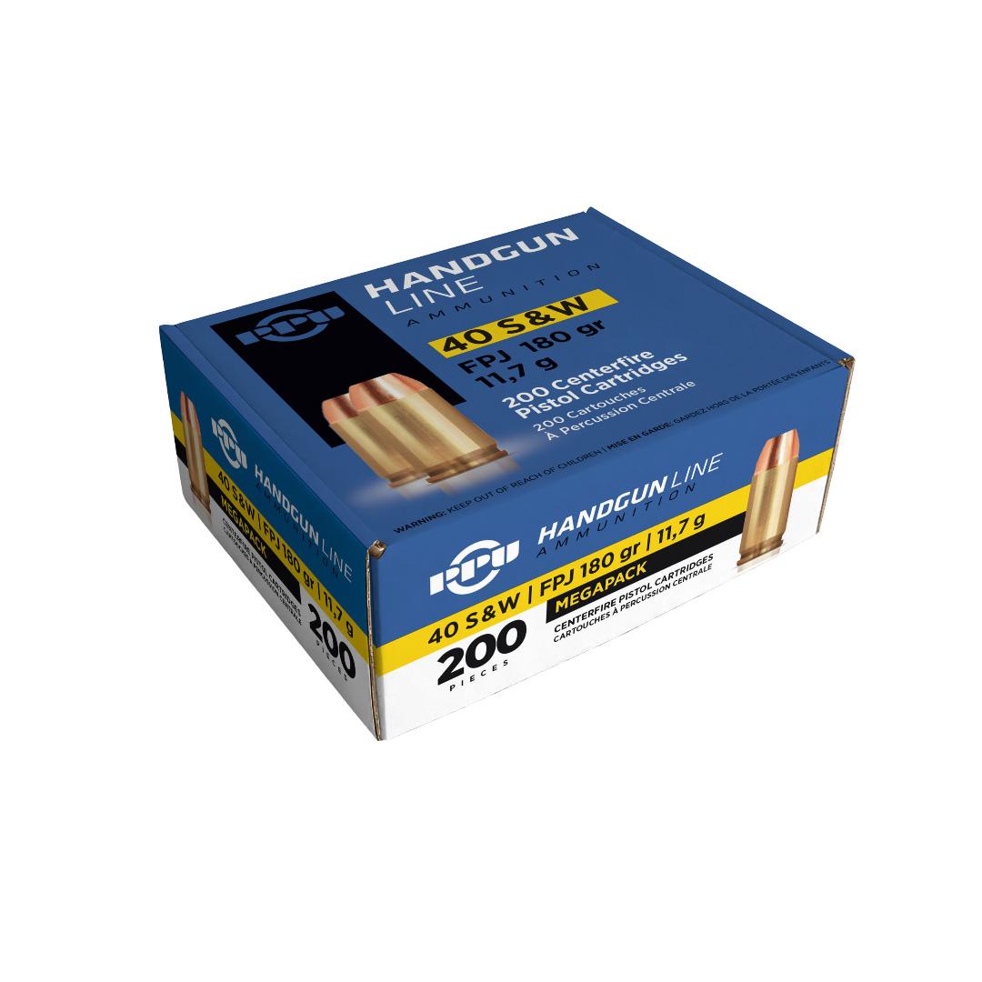 TRZ Trading Inc. PPU 40 S&W Handgun Ammunition 180gr FMJ 935 fps 200/ct