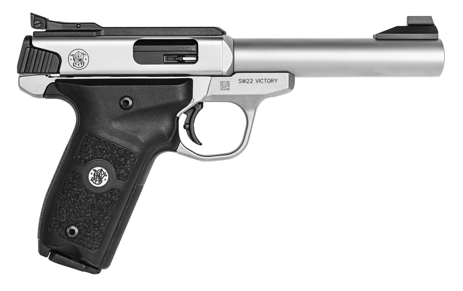 Smith & Wesson SW22 Victory Target Model Handgun .22 LR 10rd Magazines (2) 5.5" Barrel Silver with Black Grip MA Compliant