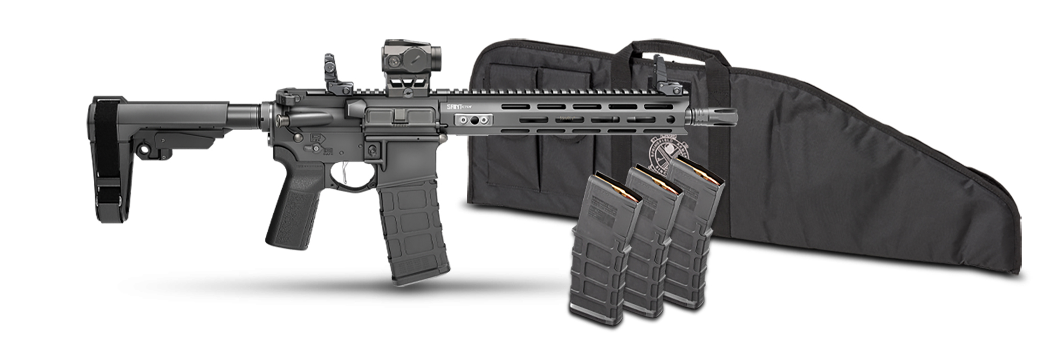 Springfield Saint Victor Gear Pac Pistol 5.56mm 30rd Magazines(4) 11.5'' Barrel SBA3 4 Brace Viridian Venta Red Dot Bag