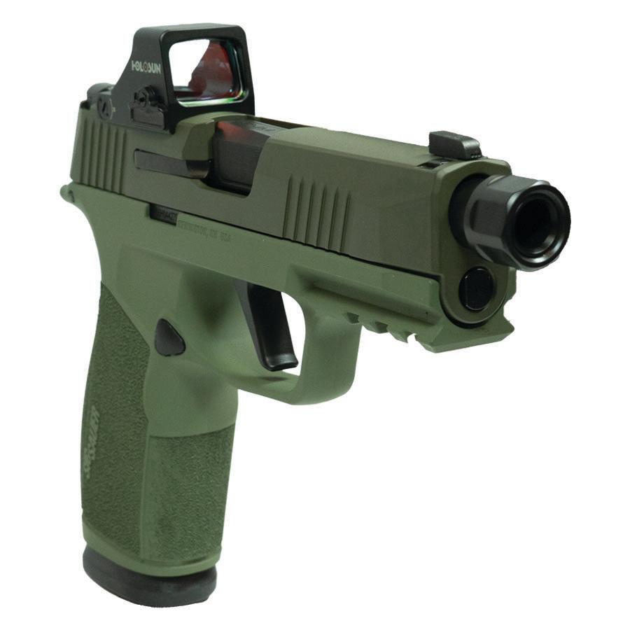 Sig Sauer P365 XMacro Handgun 9mm Luger 17rd Magazines (2) 3.7" Threaded Barrel Two Tone Green TB with Optic
