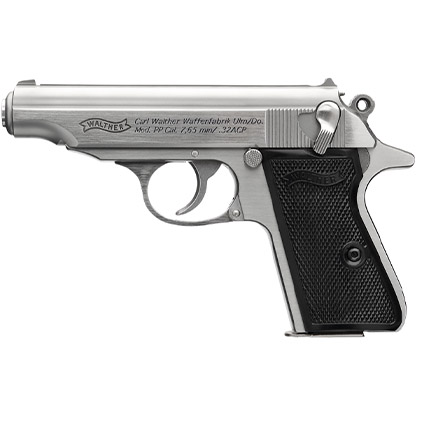 Walther PP Stainless Handgun .32 Auto 8rd Magazines(2) 3.9" Barrel Stainless Frame