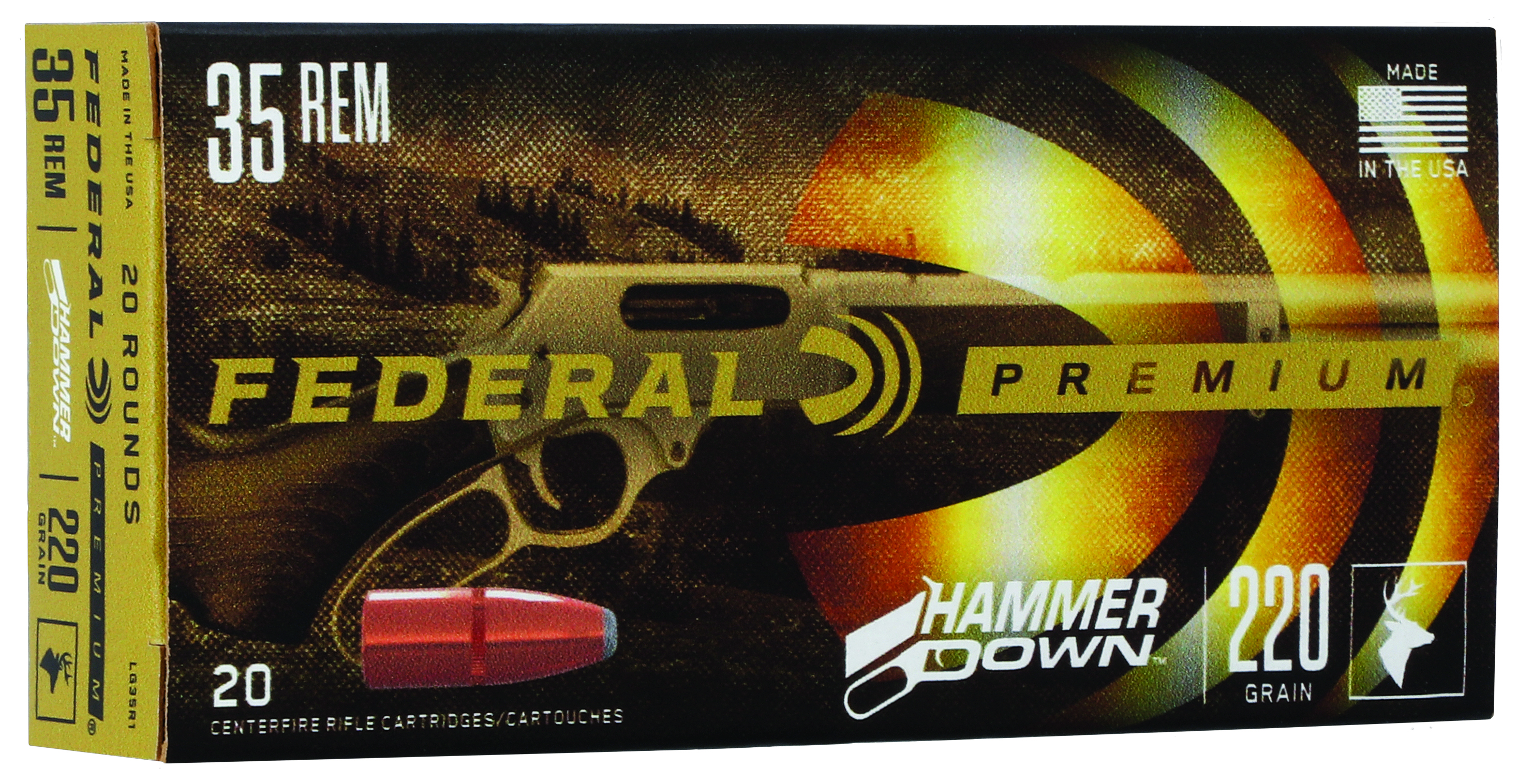 Federal HammerDown Rifle Ammunition .35 Rem 220 gr SPFN 1990 fps 20/ct