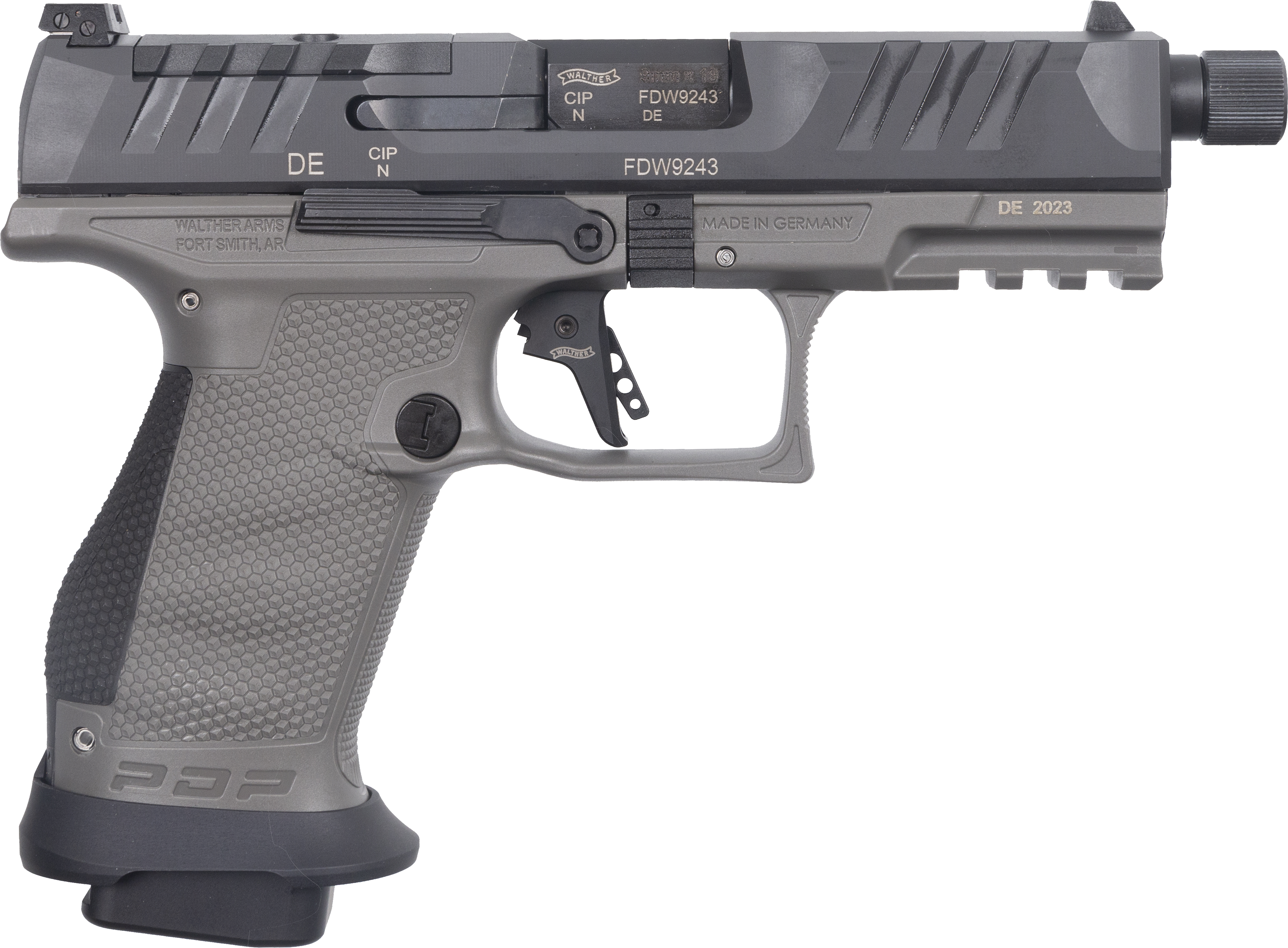 Walther PDP Compact Handgun 9mm Luger 18rd Magazines (3) 4.6" Barrel Tungsten Grey Optic Ready