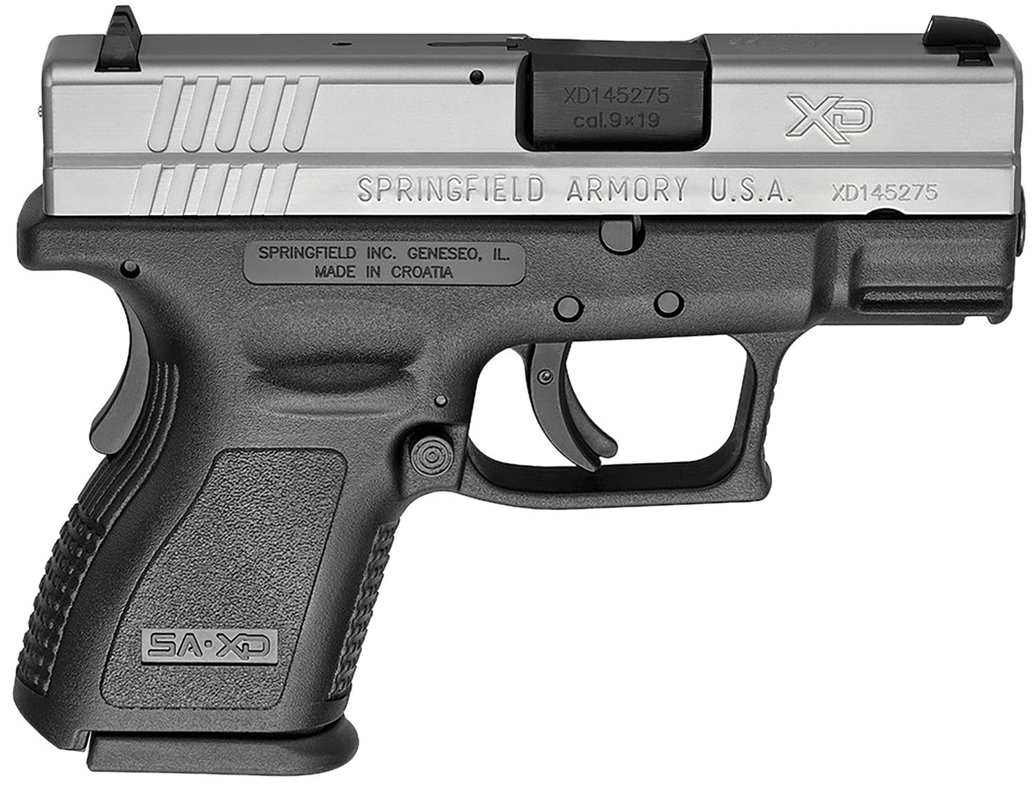 Springfield Armory XD 3" Sub-Compact Handgun 9mm Luger 10rd Magazine 3" Barrel Stainless Low Capacity